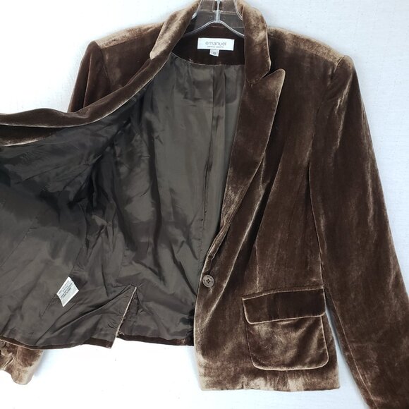 Emanuel Ungaro Velvet Blazer Chocolate Brown Rayon Silk Jacket size 10 Evening - Picture 14 of 14